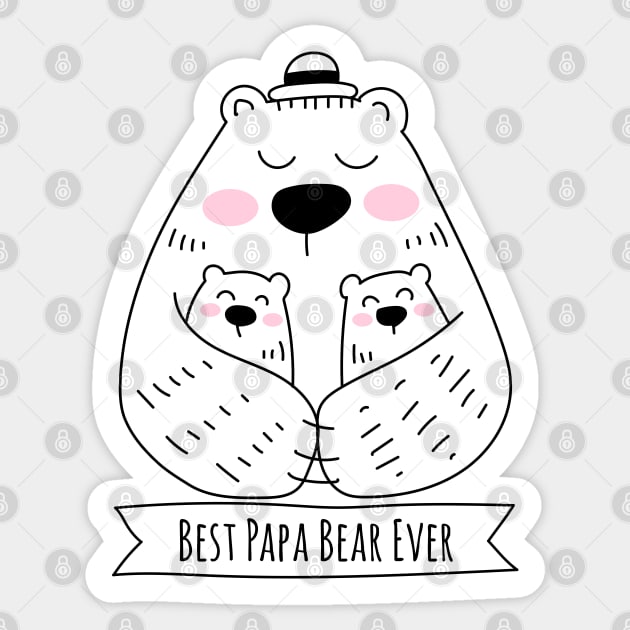 Best Papa Bear Ever - 2 Kids Sticker by HappyCatPrints